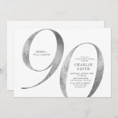 Moderne minimalistische faux zilver 90ste verjaard kaart (Voorkant / Achterkant)