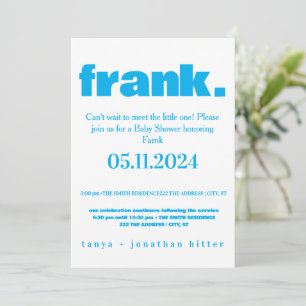 Moderne Minimalistische Felblauwe Jongens Baby Sho Kaart
