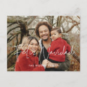 Moderne, minimalistische Feliz Navidad kerstfoto Briefkaart (Voorkant)