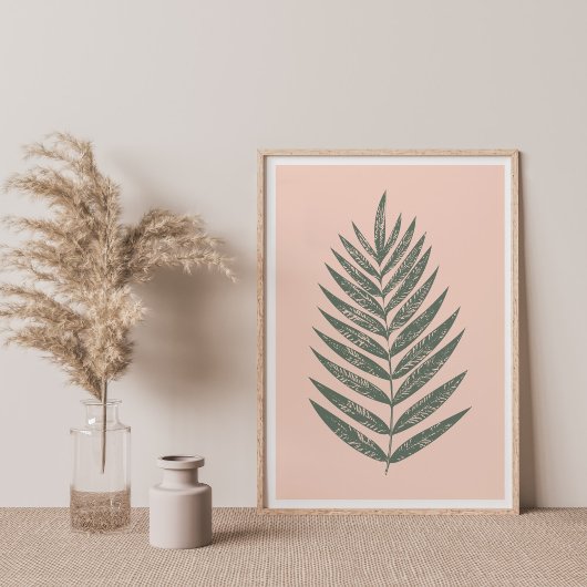 Moderne minimalistische Fern Drawing in Blush and  Poster