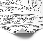 Moderne, minimalistische Fern-tekening in zwart-wi Poster (Hoek)