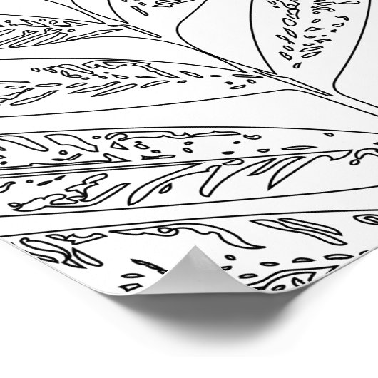 Moderne, minimalistische Fern-tekening in zwart-wi Poster (Hoek)