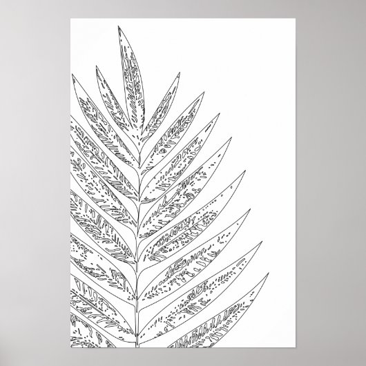 Moderne, minimalistische Fern-tekening in zwart-wi Poster (Voorkant)