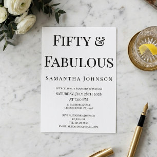 Moderne Minimalistische Fifty and Fabulous 50ste V Kaart