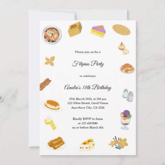 Moderne Minimalistische Filipijnse Feest Uitnodigi Kaart (Voorkant)