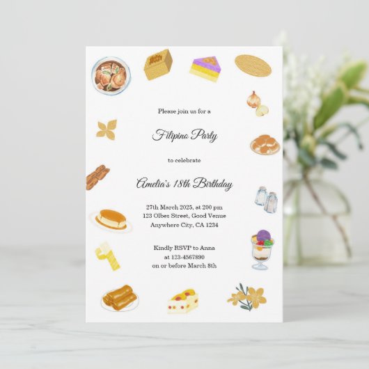 Moderne Minimalistische Filipijnse Feest Uitnodigi Kaart (Staand voorkant)