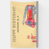 Moderne Minimalistische Firetruck Brandweerman ver Spandoek (Verticaal)