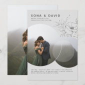 Moderne minimalistische Floral Grey trouwfoto Kaart (Voorkant / Achterkant)