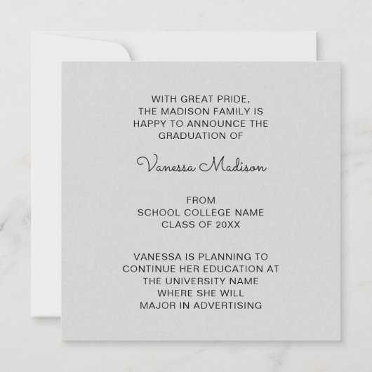 Moderne minimalistische foto 1 | Afstuderen Ann Aankondiging (Achterkant)