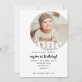 Moderne minimalistische foto 1e verjaardagsfeestje kaart (Voorkant)