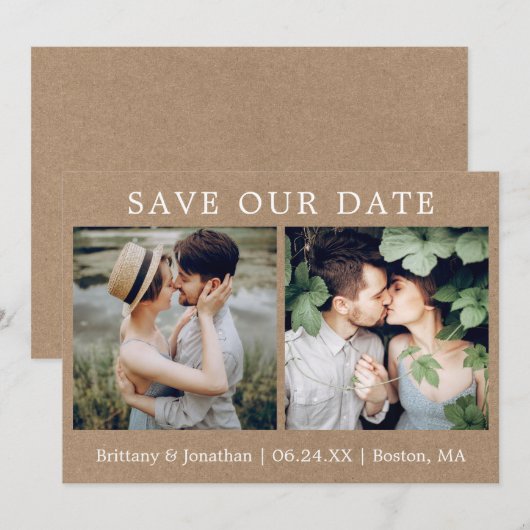 Moderne, minimalistische foto 2: bespaar onze Date Save The Date (Voorkant / Achterkant)