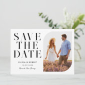 Moderne minimalistische foto 2 bruiloft save the date (Staand voorkant)