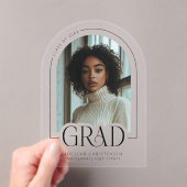 Moderne minimalistische foto acryl Afstudeerder aa Acryl Uitnodigingen (Insitu (Draagbaar))