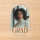 Moderne minimalistische foto acryl Afstudeerder aa Acryl Uitnodigingen (Voorkant)