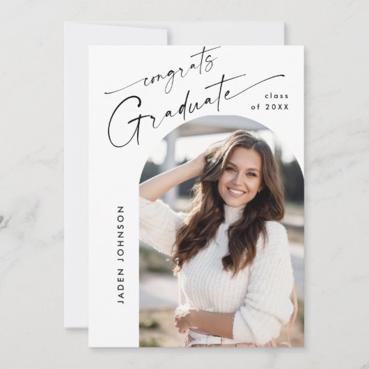 Moderne minimalistische foto afstudeerfeest QR cod Kaart (Voorkant)