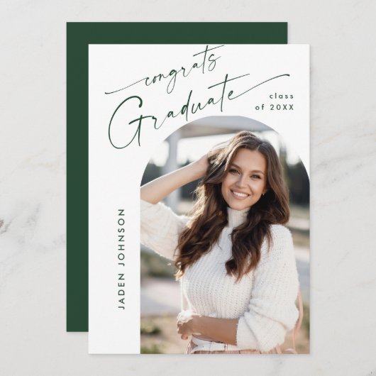 Moderne minimalistische foto afstudeerfeest QR cod Kaart (Voorkant / Achterkant)