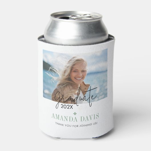 Moderne minimalistische foto afstudeerfeest uitnod blikjeskoeler (Blikje Voorkant)