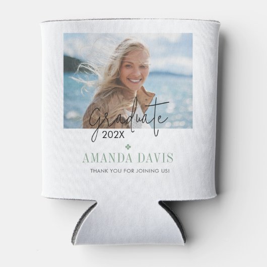 Moderne minimalistische foto afstudeerfeest uitnod blikjeskoeler (Voorkant)