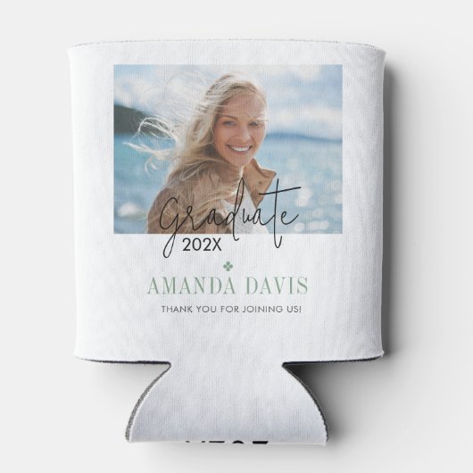 Moderne minimalistische foto afstudeerfeest uitnod blikjeskoeler (Achterkant)