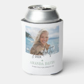 Moderne minimalistische foto afstudeerfeest uitnod blikjeskoeler (Blikje Achterkant)