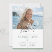 Moderne minimalistische foto afstudeerfeest uitnod kaart (Voorkant)