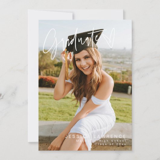 Moderne minimalistische foto afstudeerfeest uitnod kaart (Voorkant)