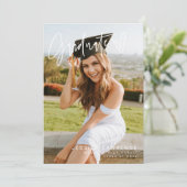 Moderne minimalistische foto afstudeerfeest uitnod kaart (Staand voorkant)