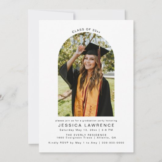 Moderne minimalistische foto afstudeerfeest uitnod kaart (Achterkant)
