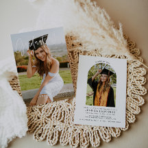 Moderne minimalistische foto afstudeerfeest uitnod