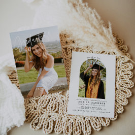 Moderne minimalistische foto afstudeerfeest uitnod kaart