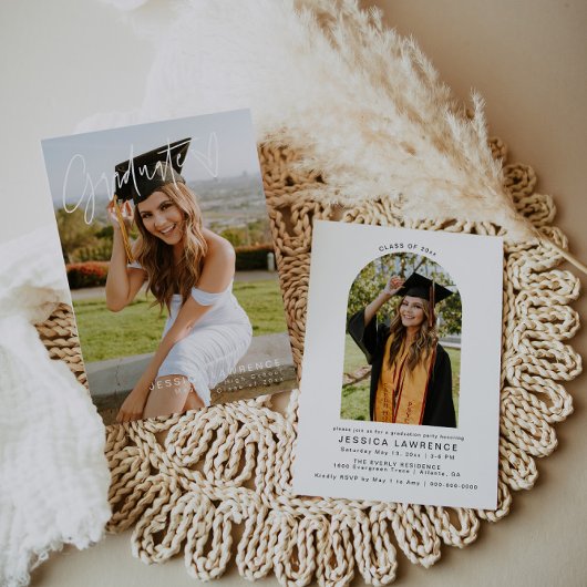 Moderne minimalistische foto afstudeerfeest uitnod kaart