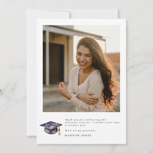 Moderne Minimalistische Foto Afstuderen Dank u kaa Kaart (Achterkant)