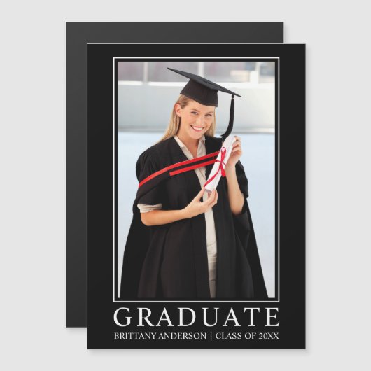 Moderne minimalistische foto Afstuderen magnetisch (Voorkant / Achterkant)