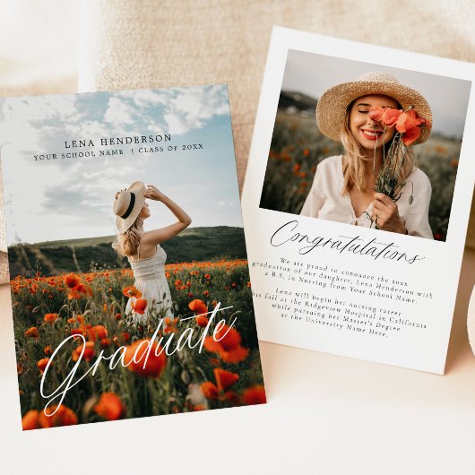 Moderne minimalistische foto Afstuderen Note Kaart