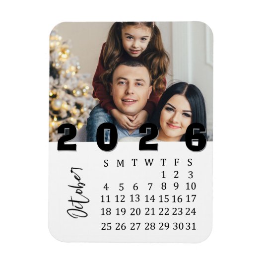 Moderne Minimalistische Foto Agenda Oktober 2026 Magneet (Verticaal)