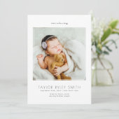 Moderne minimalistische foto-Baby geboorte Aankondiging (Staand voorkant)