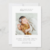 Moderne minimalistische foto-Baby geboorte Aankondiging (Voorkant)