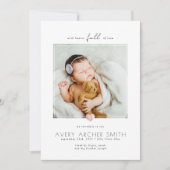 Moderne, minimalistische foto Baby geboorte Aankondiging (Voorkant)