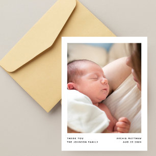 Moderne Minimalistische Foto Baby Shower Dank Je Briefkaart