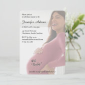 Moderne minimalistische foto Baby shower uitnodigi Kaart (Staand voorkant)