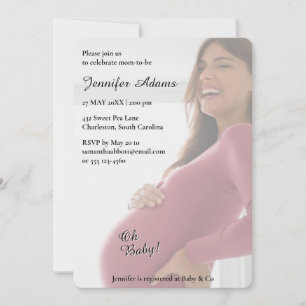 Moderne minimalistische foto Baby shower uitnodigi Kaart