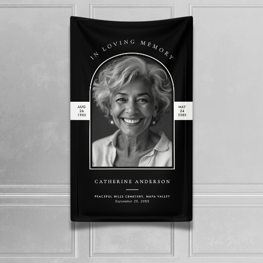 Moderne minimalistische foto begrafenis / herdenki spandoek