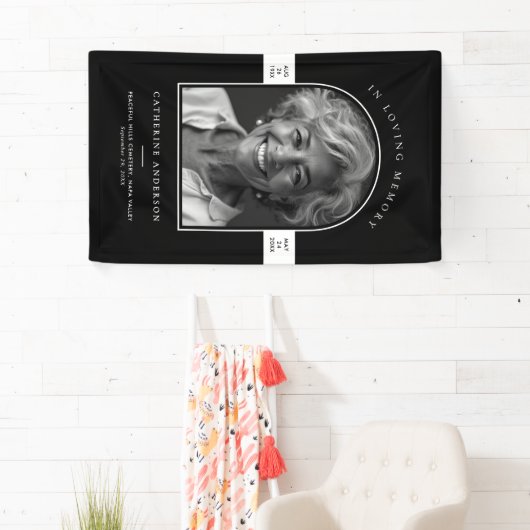 Moderne minimalistische foto begrafenis / herdenki spandoek (Insitu)