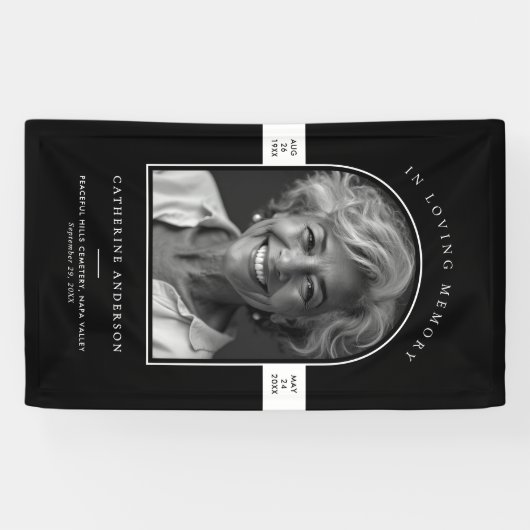 Moderne minimalistische foto begrafenis / herdenki spandoek (Horizontaal)