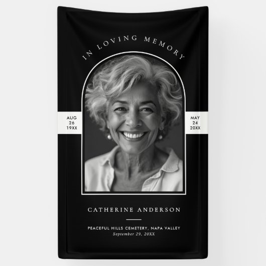 Moderne minimalistische foto begrafenis / herdenki spandoek (Verticaal)