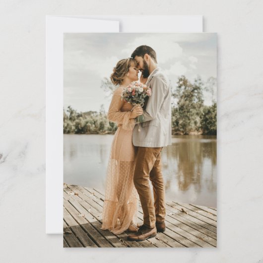 Moderne minimalistische foto Boho bruiloft Kaart (Achterkant)