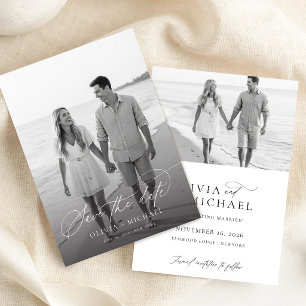 Moderne Minimalistische Foto Bruiloft Boho Save The Date