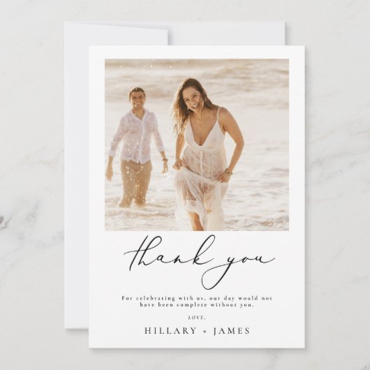 Moderne minimalistische foto bruiloft dank u kaart (Voorkant)