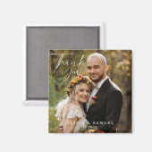 Moderne minimalistische foto bruiloft dank u magne magneet (Voorkant / Achterkant)