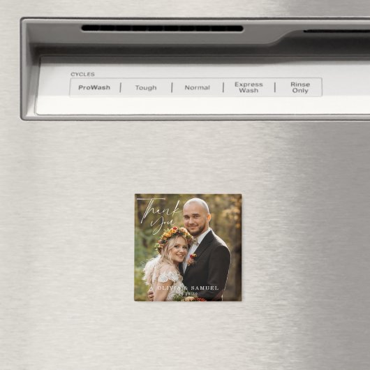 Moderne minimalistische foto bruiloft dank u magne magneet (Insitu (Vaatwasser))